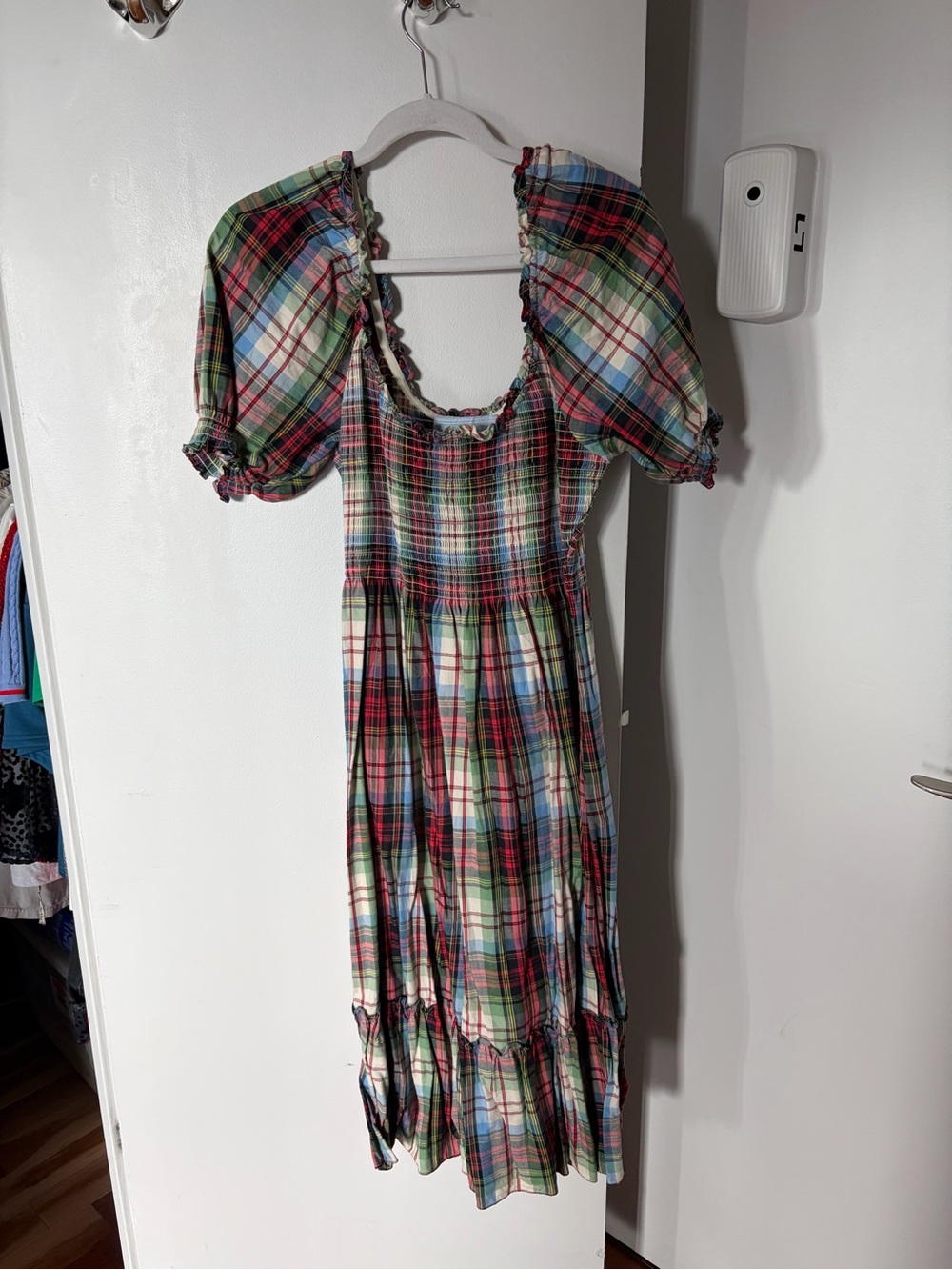 Hill House Nap Dress Plaid Puff-Sleeve Midi Dress in Multicolor - Picture 5 of 5